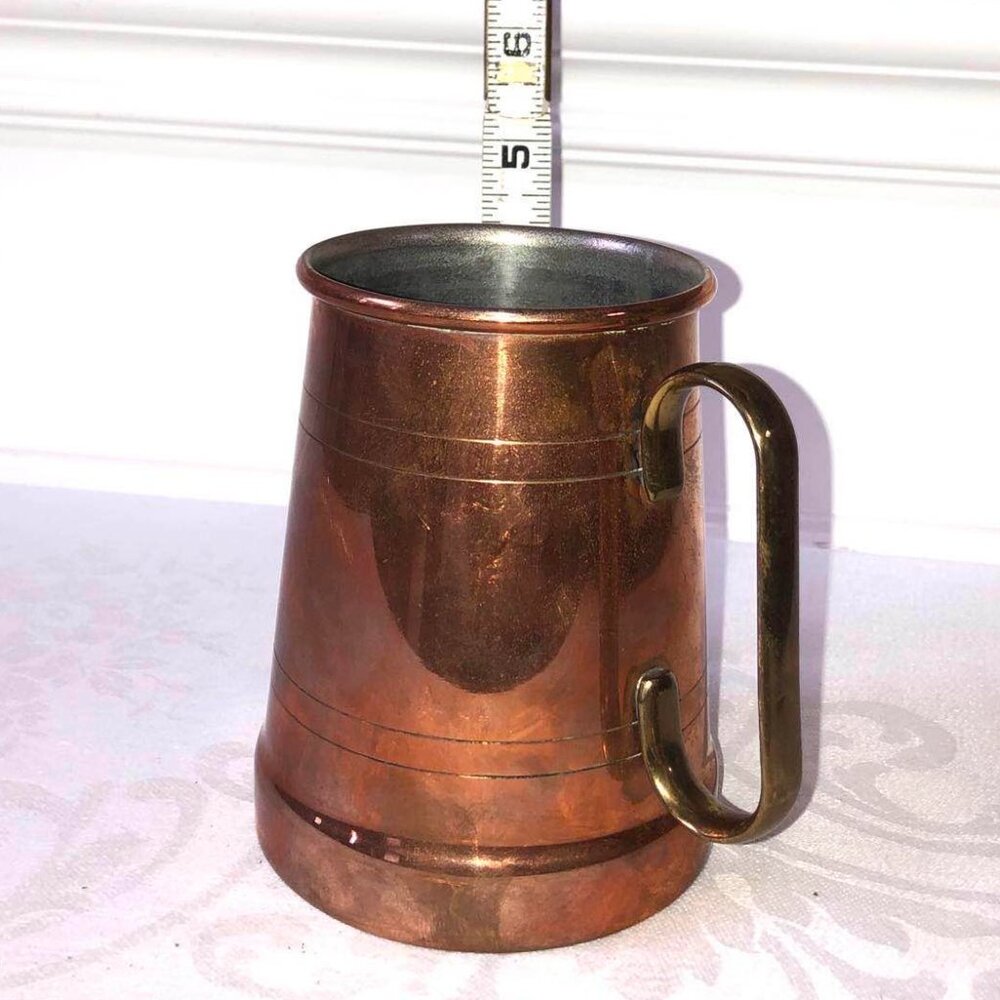 Copper tankard with brass handle - Picture 8 of 11